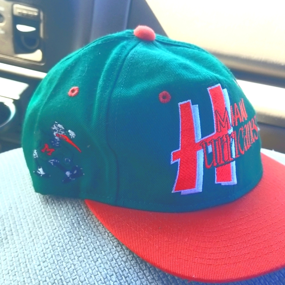 Vintage 90s Miami UM Canes Hurricane Outdoor Cap The Big East with Tags